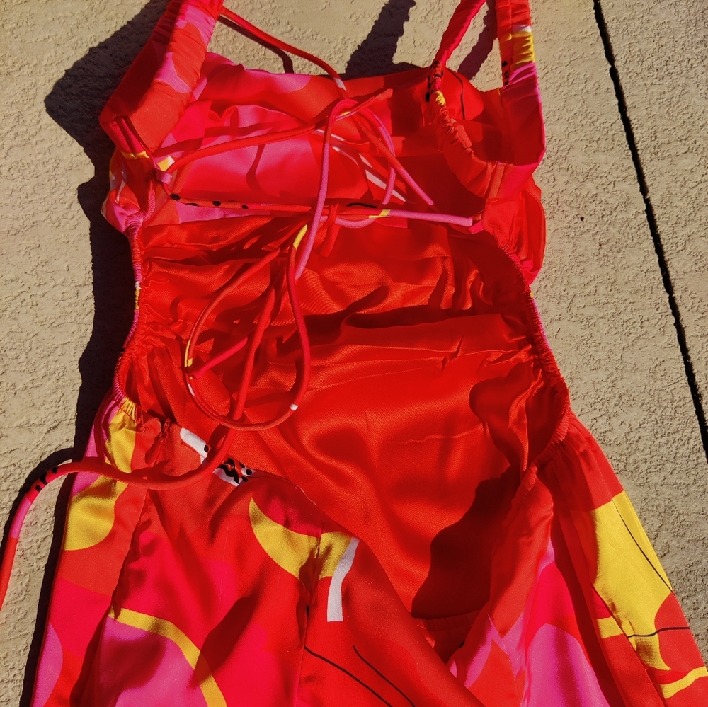 Vibrant Backless Dress - Pink and Red Floral - Picture 7 of 16